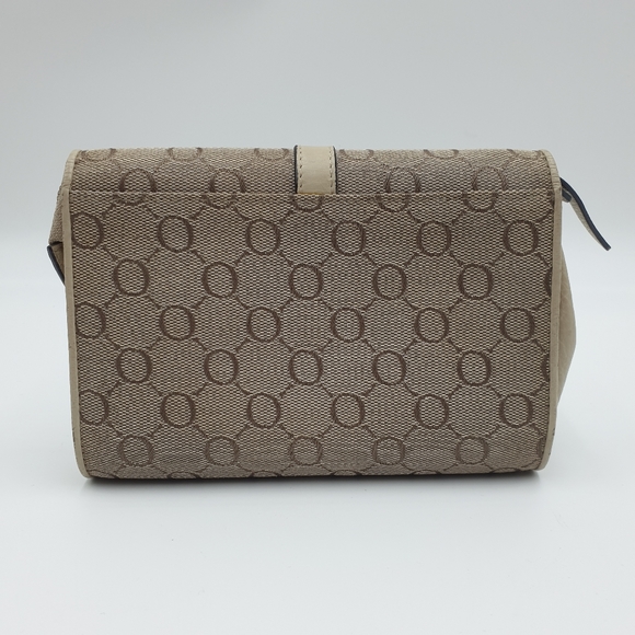 Oroton Cream/Beige Canvas Leather Cosmetic Bag Make Up Case - Picture 9 of 16